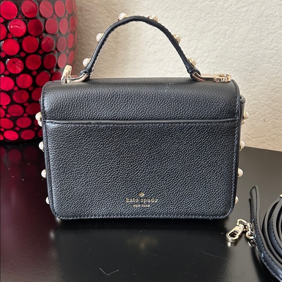 Kate Spade Serrano Place Pearl Maisie Crossbody Black Pebble Leather Pearl Studs - Picture 5 of 17